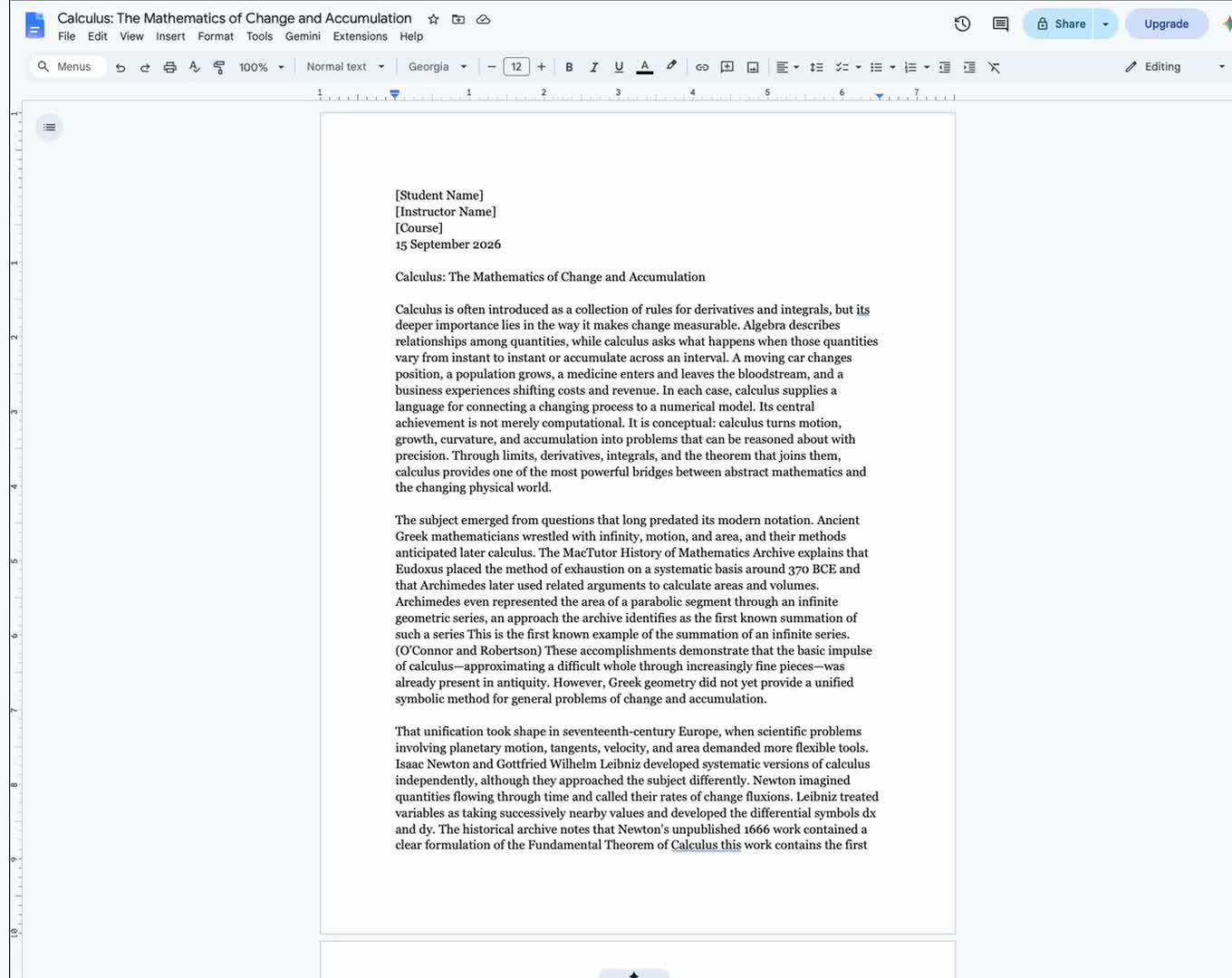 The actual Google Docs essay from the Ace writing recording.
